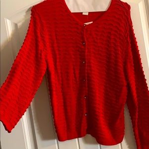 Red cardigan